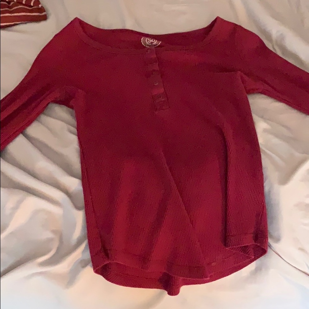Red tight long sleeve shirt